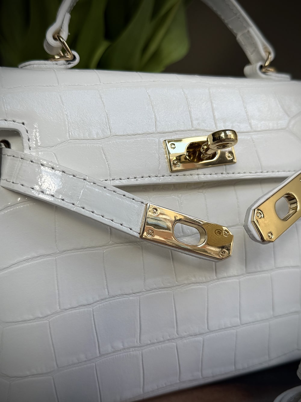 White leather cross-body bag
