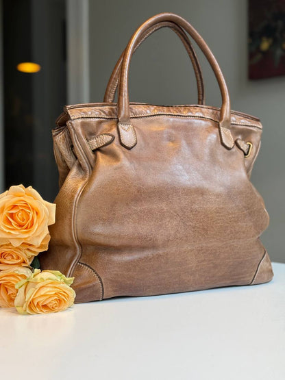 Walnuts washed leather bag with handmade finished color
