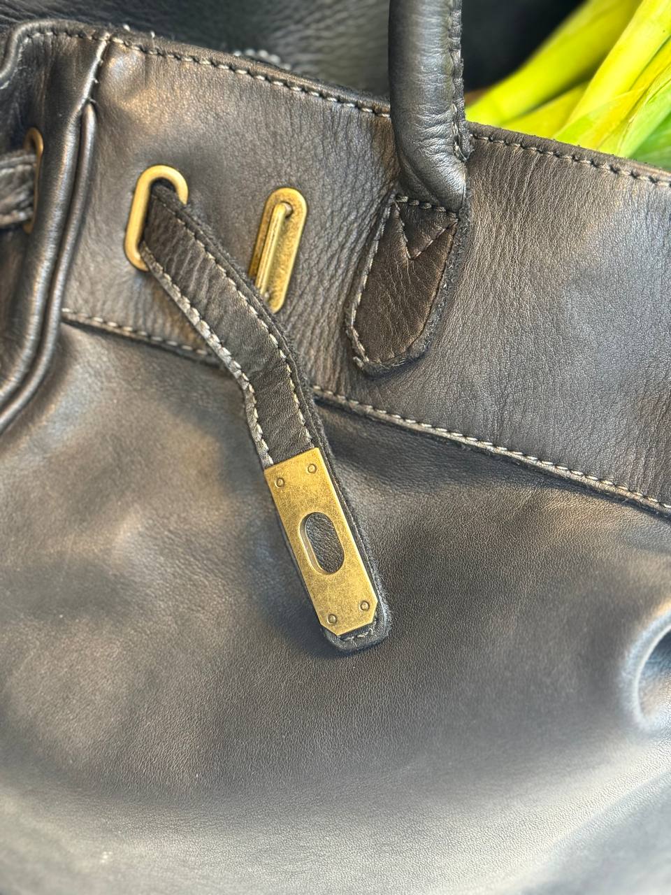 Black washed leather bag