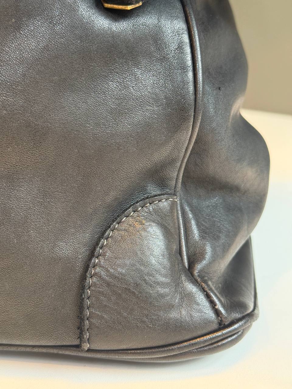 Black washed leather bag