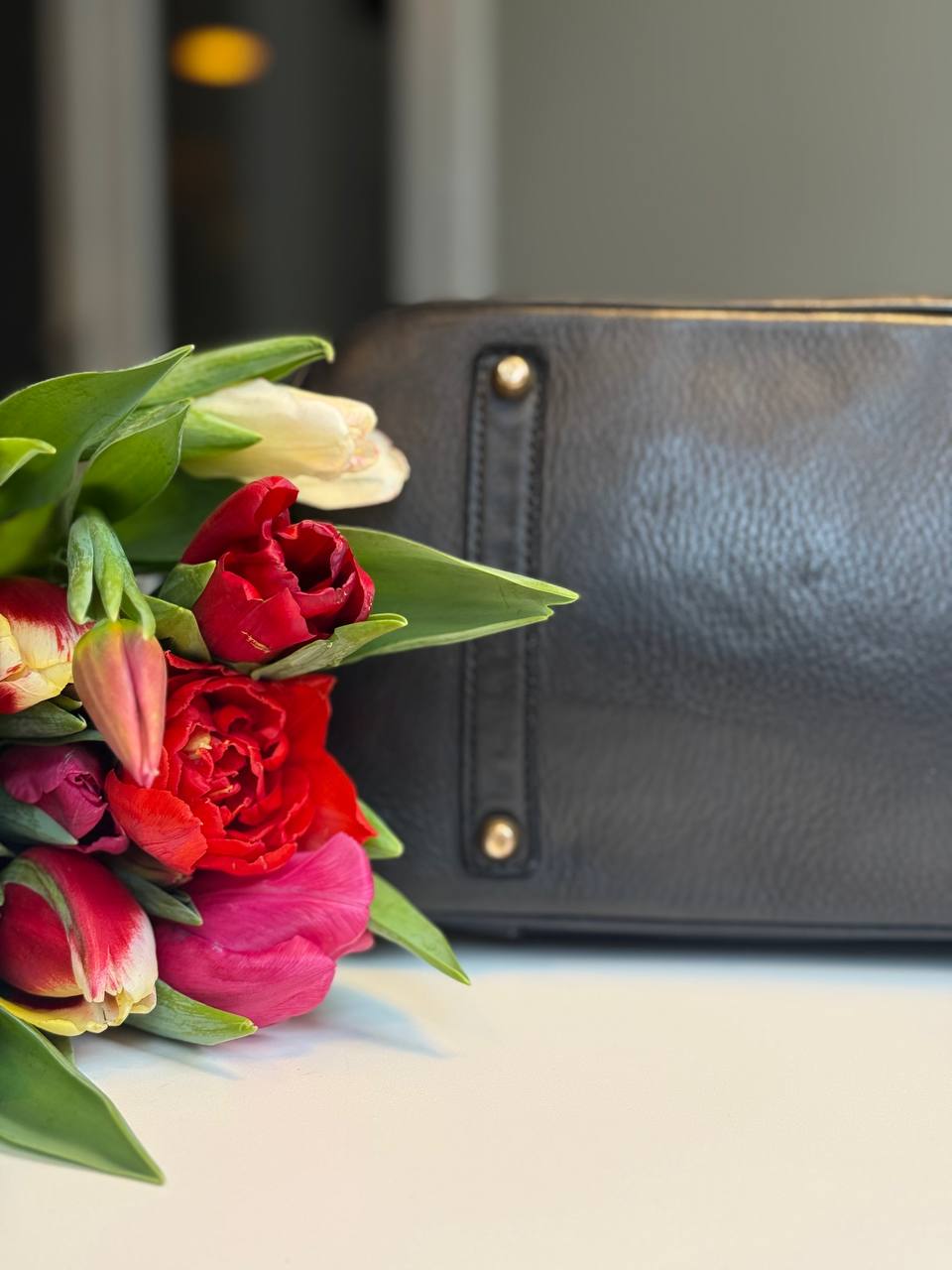 Black washed leather bag