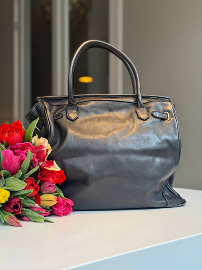 Black washed leather bag