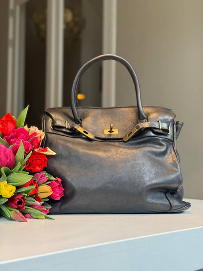 Black washed leather bag