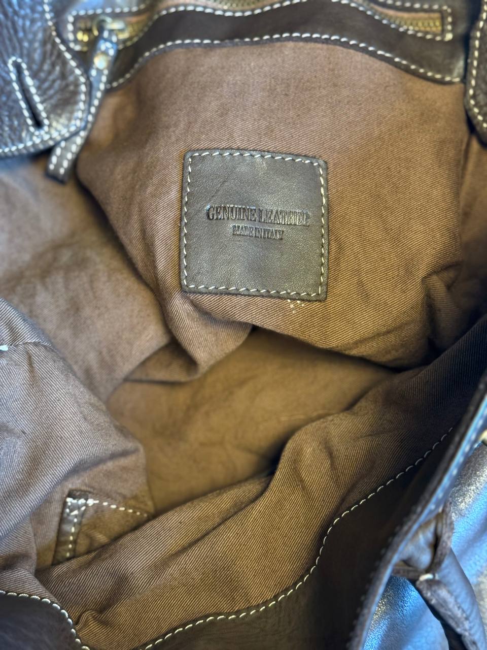 Dark brown washed leather bag