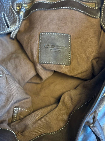 Dark brown washed leather bag