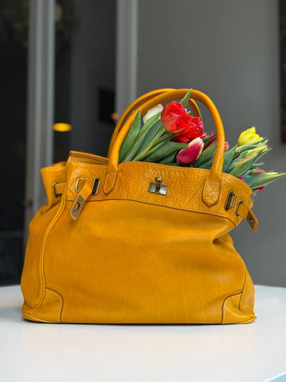 Mustard washed leather bag