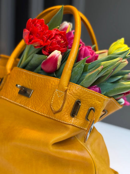 Mustard washed leather bag