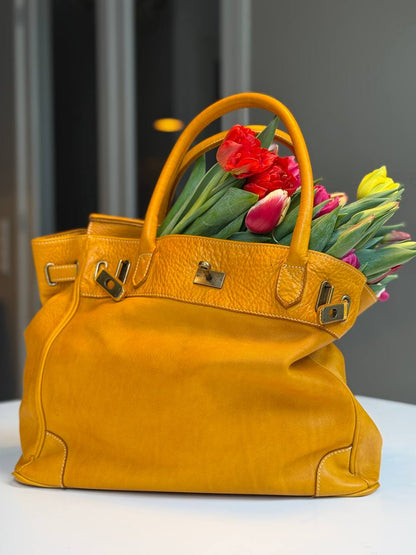 Mustard washed leather bag