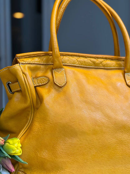 Mustard washed leather bag