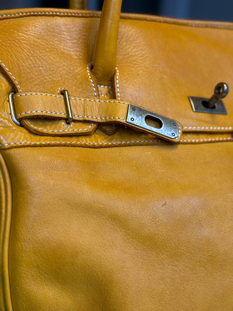 Mustard washed leather bag