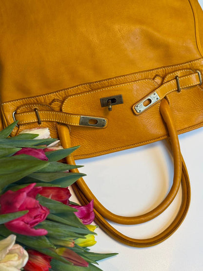 Mustard washed leather bag