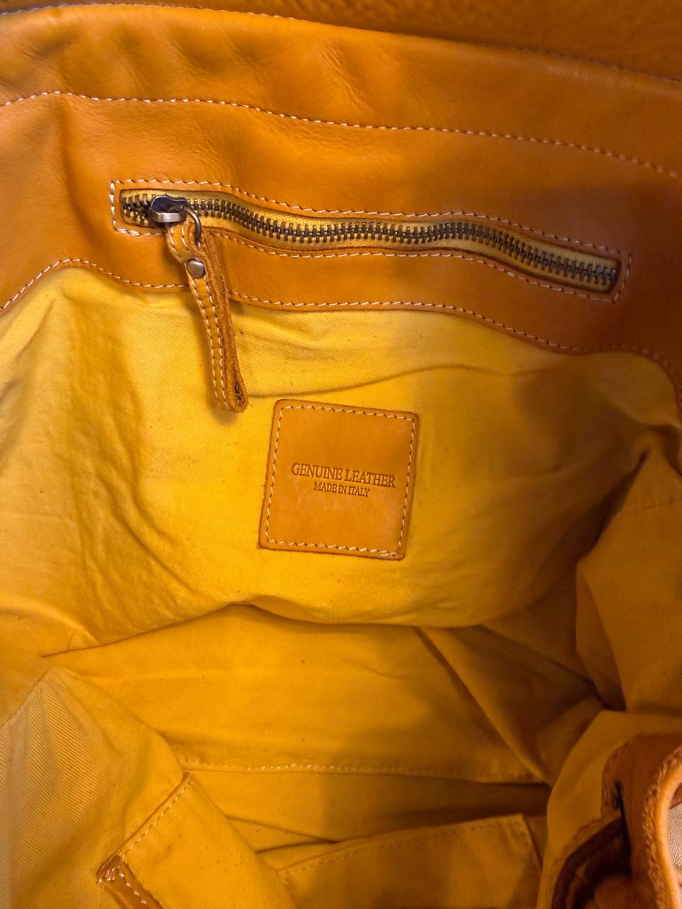 Mustard washed leather bag