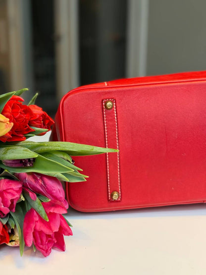 Red washed leather bag
