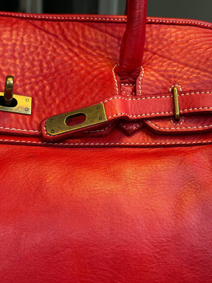 Red washed leather bag