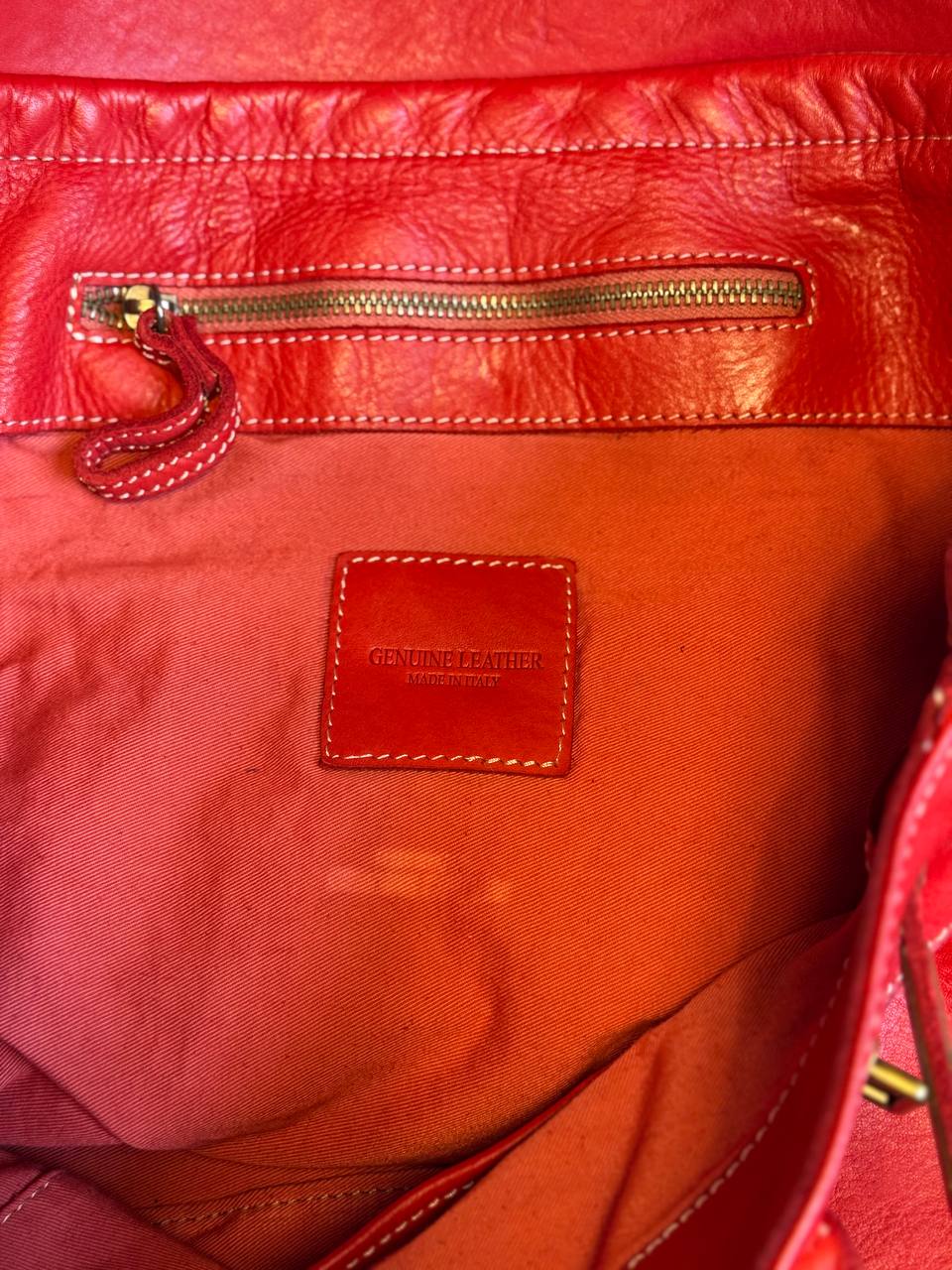 Red washed leather bag