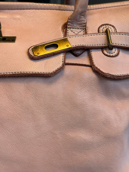 Powder Pink washed leather bag