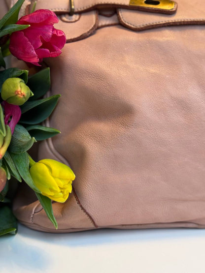 Powder Pink washed leather bag
