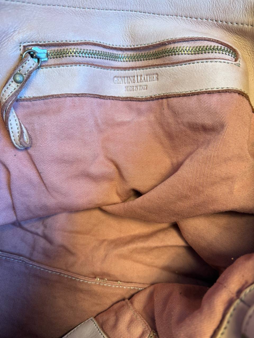 Powder Pink washed leather bag