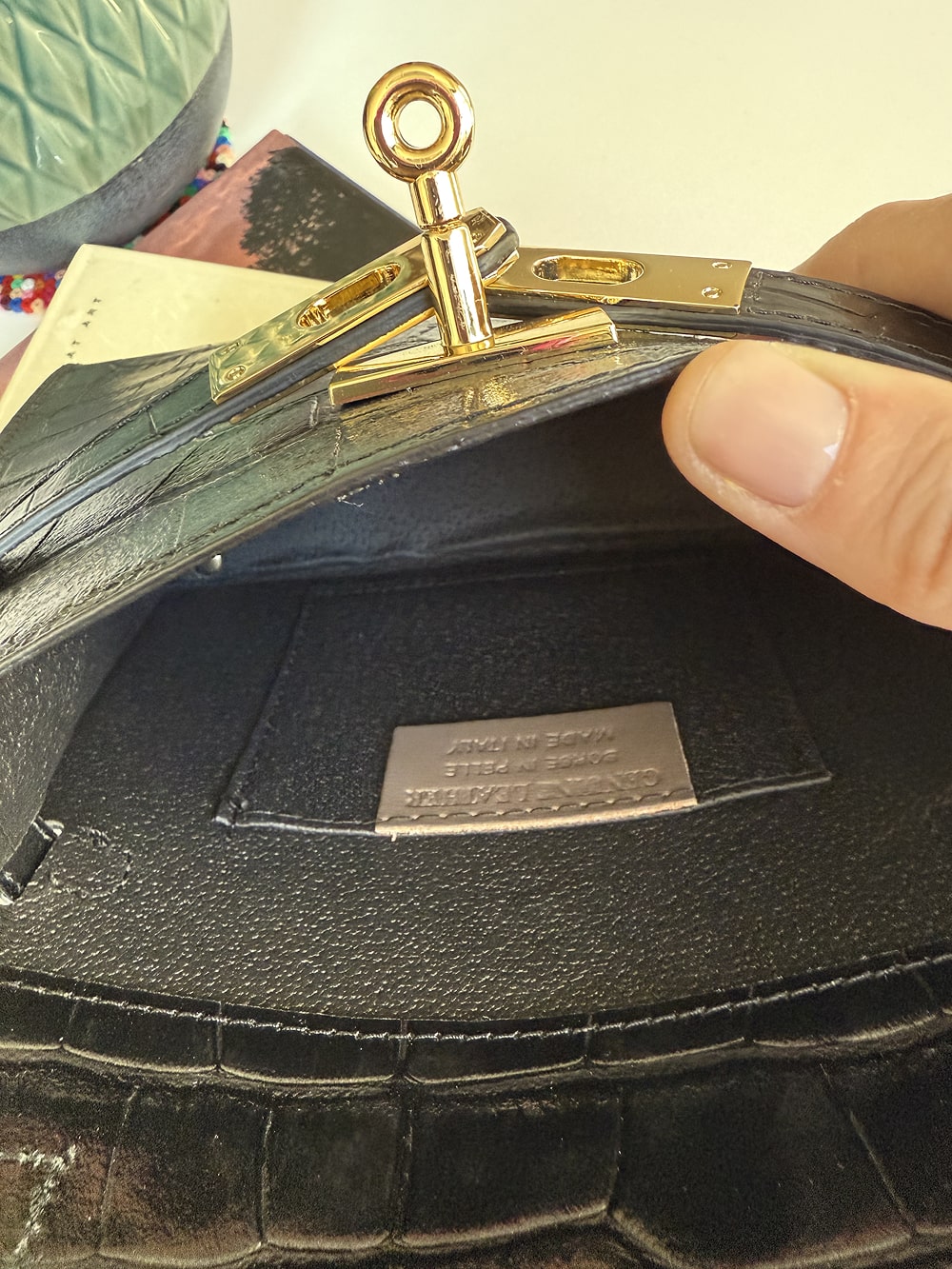 Black leather cross-body bag