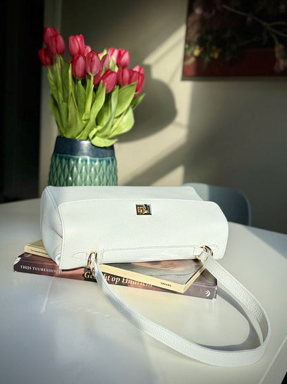 White leather bag