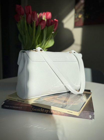 White leather bag