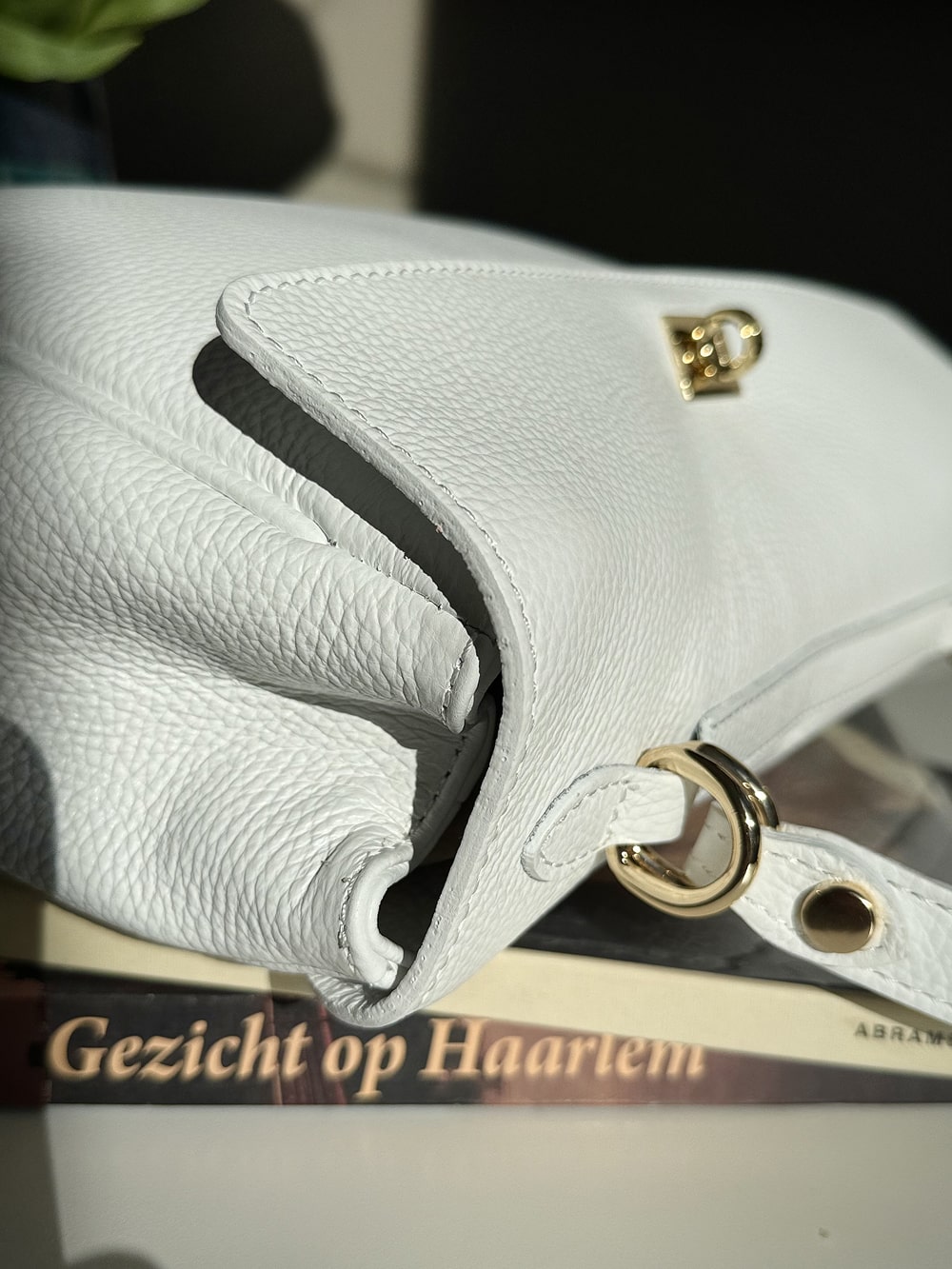 White leather bag