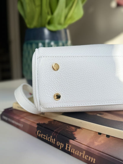 White leather bag