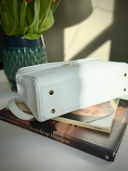 White leather bag