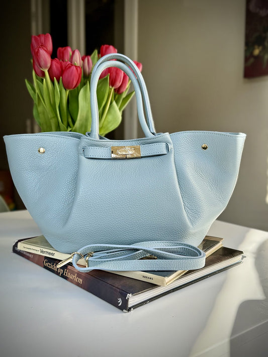 Blue grained leather bag