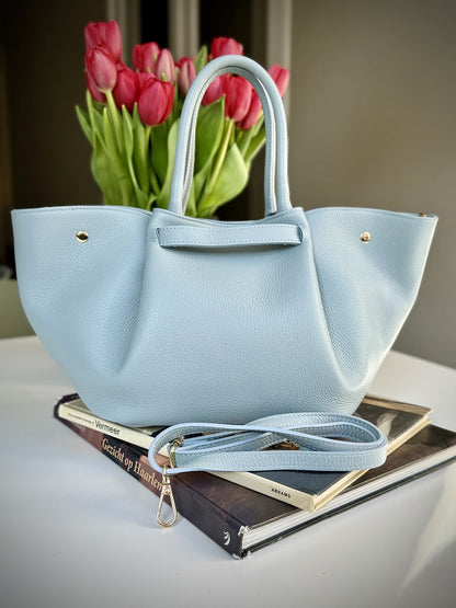 Blue grained leather bag