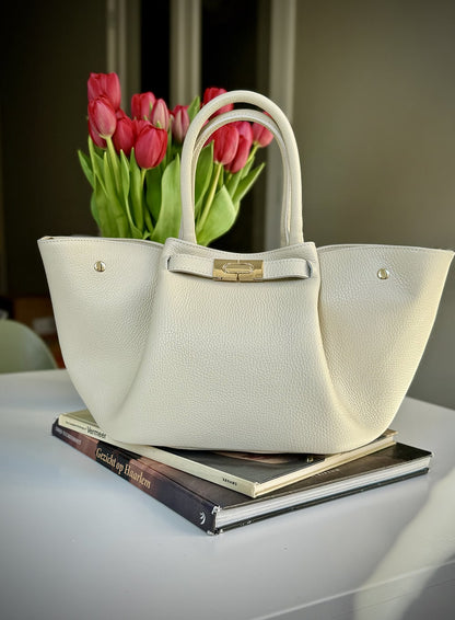 Beige grained leather bag