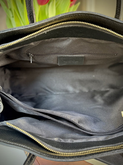 Black grained leather frame bag