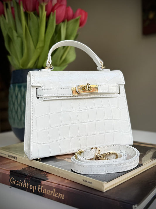 White leather cross-body bag