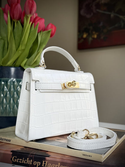 White leather cross-body bag