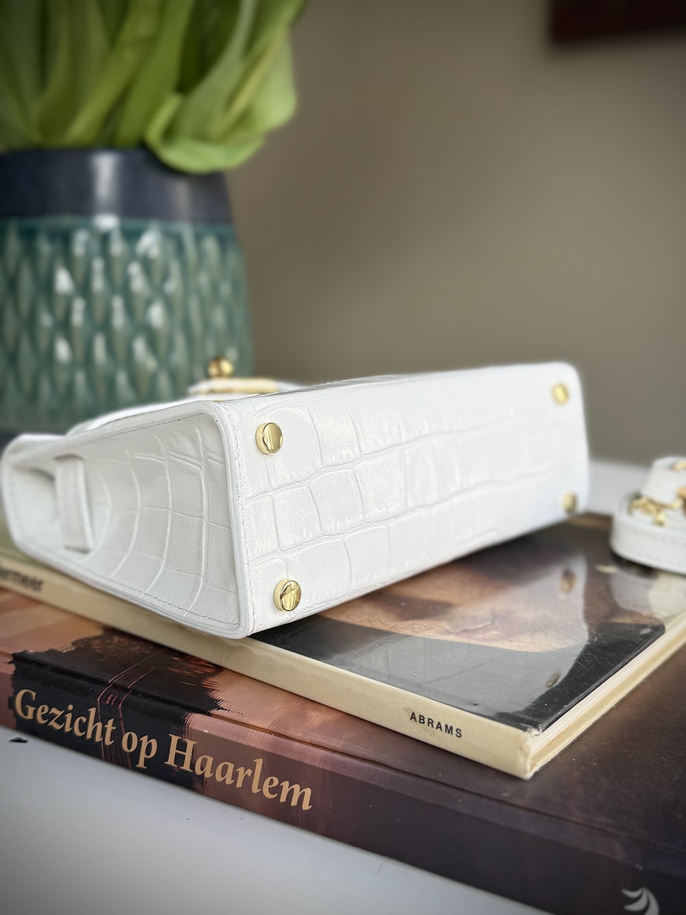 White leather cross-body bag